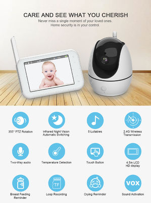 จอแสดงผล LCD 2300mah Wireless Video Baby Monitor พร้อมเซ็นเซอร์อุณหภูมิ
