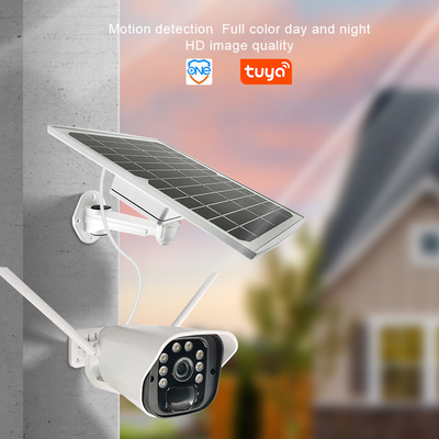 กล้องรักษาความปลอดภัยพลังงานแสงอาทิตย์กลางแจ้งไร้สายแบตเตอรี่ขับเคลื่อน 1080p Home WiFi Spotlight Color Night Vision IP66 PTZ Camera